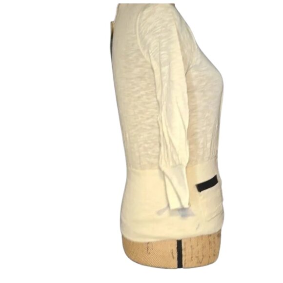 NWT Nordstrom Poof cream lightweight cardigan with black contrast Small - Picture 2 of 5